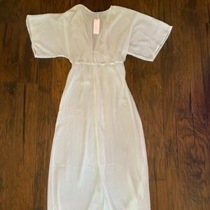 AAKAA Front Tie Caftan Dress. Color Mint And Silver. Size Small.